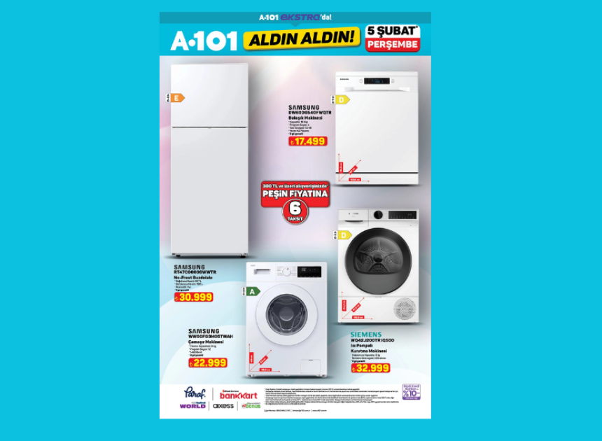 A101’e buzdolabı çamaşır makinesi ve kurutma makinesi geliyor