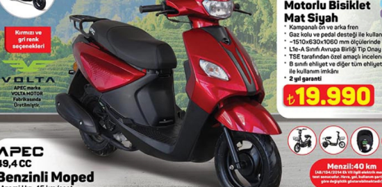 A101 uygun fiyatlı elektrikli ve benzinli motosikletleri satışa sunuyor