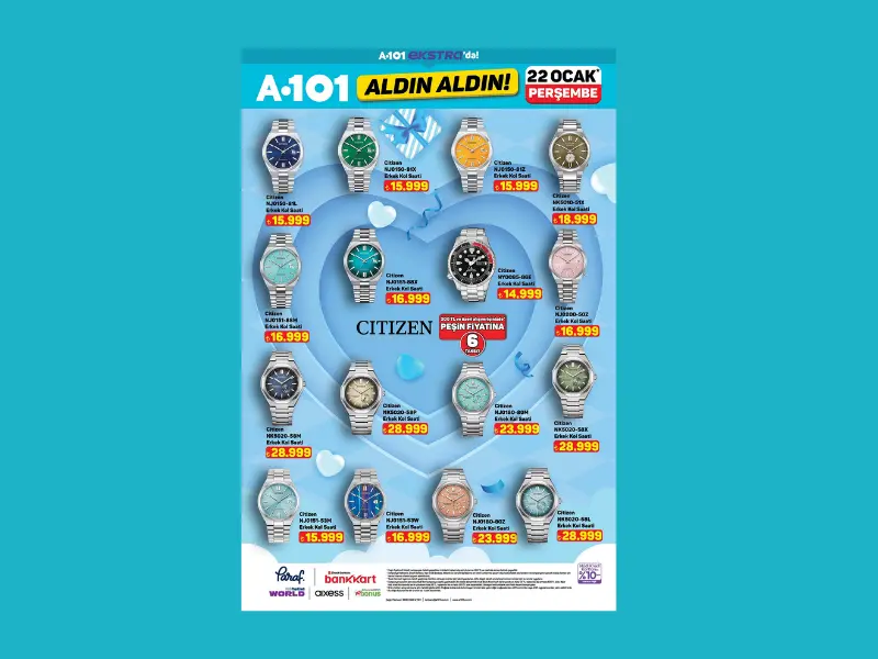 A101 marketler şıklığınızı yansıtacak CITIZEN erkek kol saatleri satacak