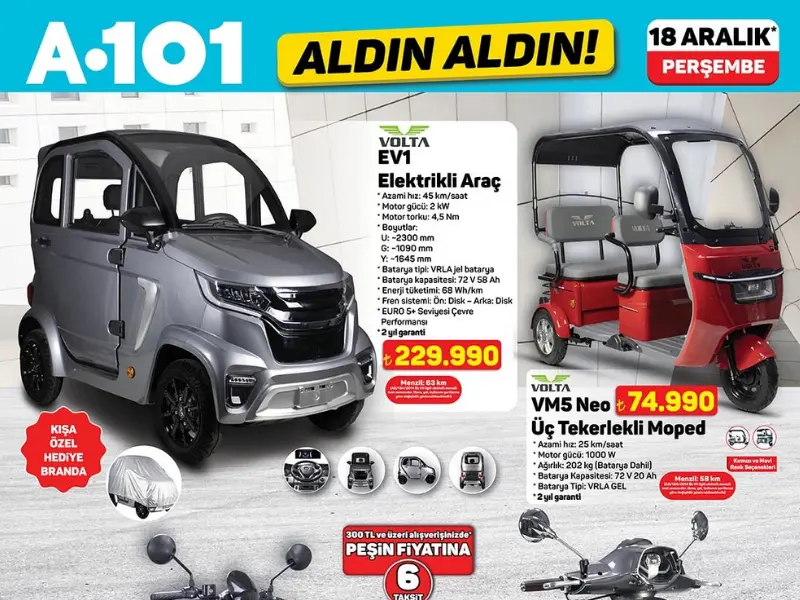 A101 marketler Volta EV1 elektrikli araç ve motosiklet satacak