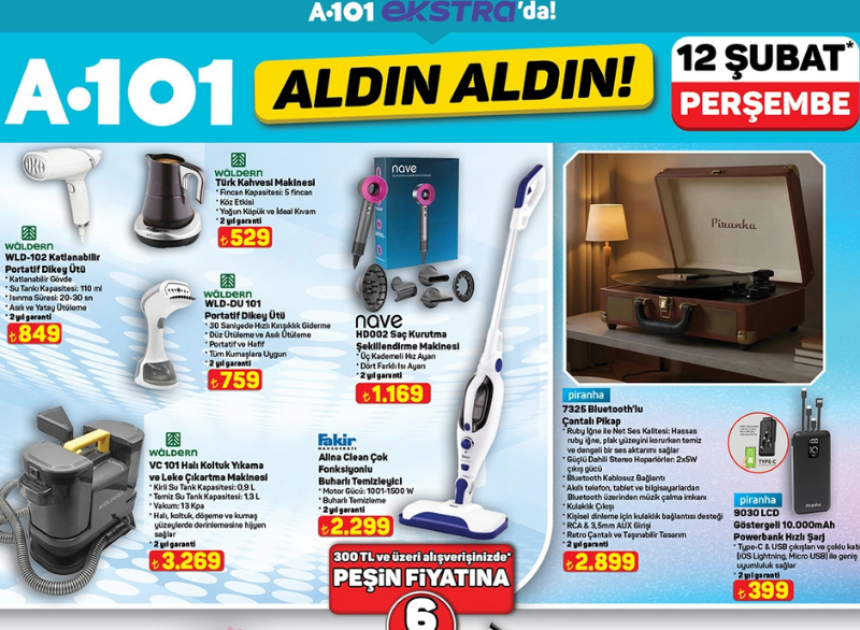 A101 marketler dikey ütü çantalı pikap buharlı temizleyici ve daha fazlasını satacak