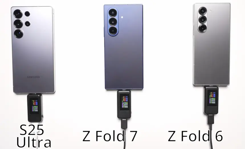 Galaxy S25 Ultra, Z Fold7 ve Z Fold6 Şarj Hızı Karşılaştırması (2025)