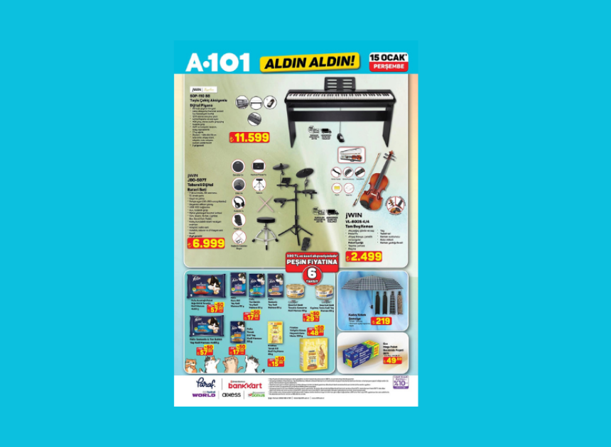 A101  marketler dijital piyano davul ve keman satacak