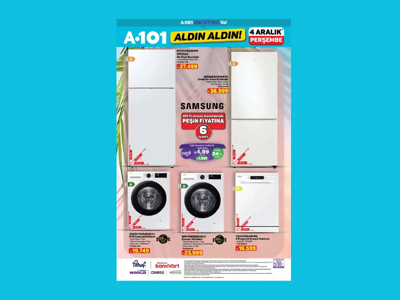 A101 Samsung buzdolabı çamaşır makinesi ve bulaşık makinesi satışa sunulacak