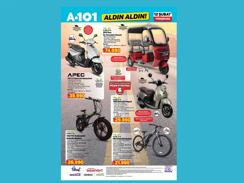 A101 marketler Volta elektrikli araçlar ve elektrikli bisiklet satacak
