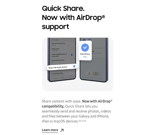 Galaxy S26’da AirDrop destekli paylaşım özelliği dikkat çekiyor