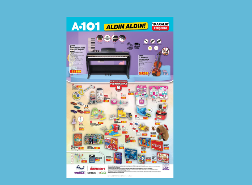 A101 marketler dijital piyano ve keman seti satacak