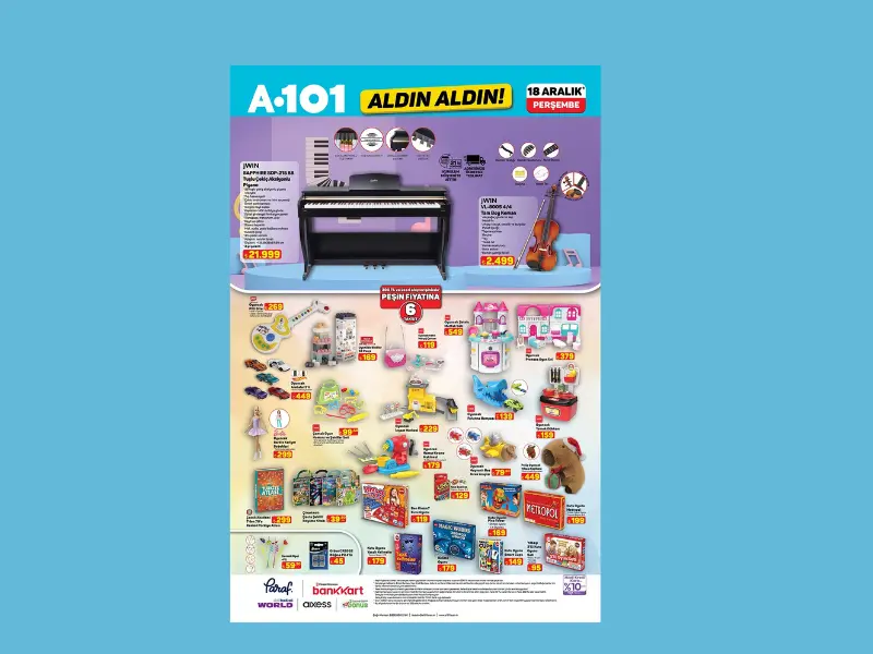 A101 marketler dijital piyano ve keman seti satacak